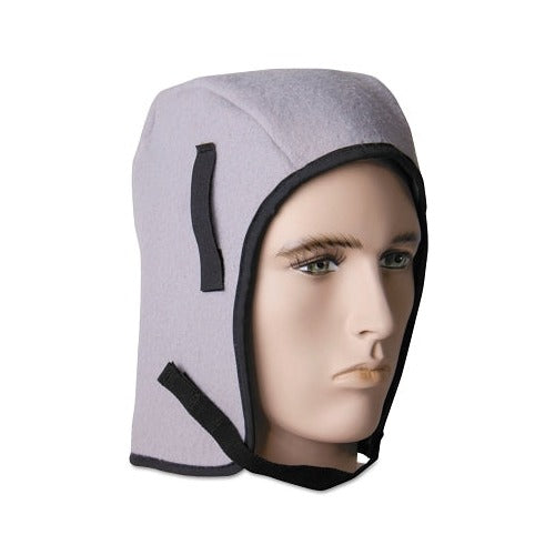 ANCHOR BRAND gray polar fleece winter liner with black trim on mannequin head hard hat liner