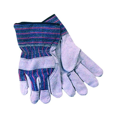 ANCHOR BRAND large pearl gray cowhide leather work gloves with striped fabric back work gloves