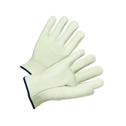 ANCHOR BRAND Quality Grain Cowhide Leather Driver Gloves Large natural unlined shirred elastic back pair