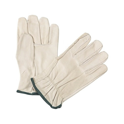 ANCHOR BRAND Quality Grain Cowhide Leather Driver Gloves Medium natural unlined shirred elastic back pair