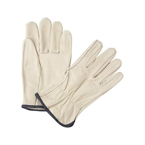 ANCHOR BRAND Quality Grain Cowhide Leather Driver Gloves X-Large natural unlined shirred elastic back pair