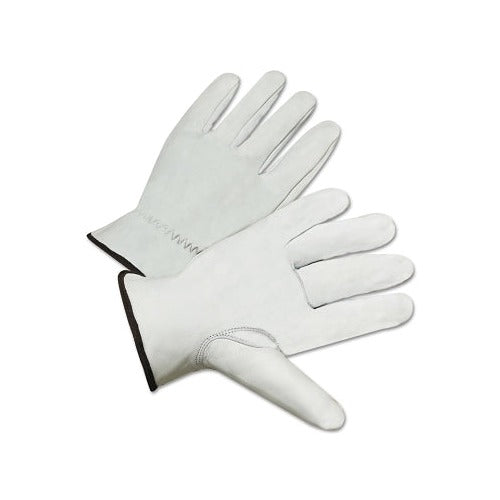 ANCHOR BRAND Premium Grain Goatskin Driver Gloves Large white unlined leather work gloves pair