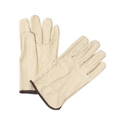ANCHOR BRAND Standard Grain Pigskin Driver Gloves Large tan unlined brown trim leather work gloves
