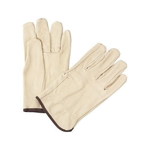 ANCHOR BRAND Standard Grain Pigskin Driver Gloves Large tan unlined brown trim leather work gloves