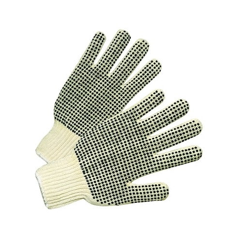 ANCHOR BRAND Medium Weight Seamless String-Knit Gloves double-sided PVC dot grips natural white knit wrist