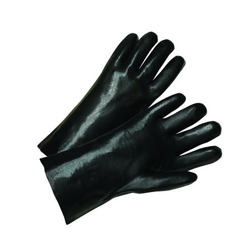 ANCHOR BRAND PVC Coated Gloves standard smooth grip cotton knit interlock lining 12 in Large black gauntlet gloves