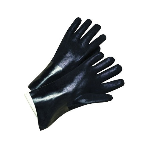 ANCHOR BRAND PVC-Coated Jersey-Lined Glove sandpaper grip 14 in Large black long gauntlet gloves pair