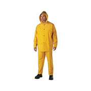 ANCHOR BRAND 3-Pc Rainsuit jacket hood overalls 0.35 mm PVC over polyester yellow 2X-Large worn by model