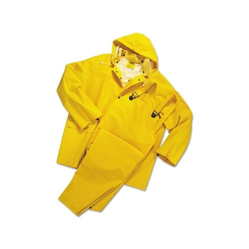 ANCHOR BRAND 3-Pc Rainsuit jacket hood overalls 0.35 mm PVC over polyester yellow 6X-Large folded rainwear
