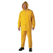 3-Pc Rainsuit, Jacket/Hood/Overalls, 0.35 mm, PVC Over Polyester, Yellow, X-Large