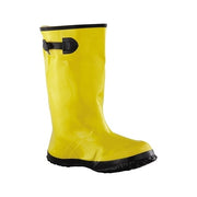 ANCHOR BRAND Slush Boot 17 in overshoe, yellow rubber with black buckle strap and sole, boot