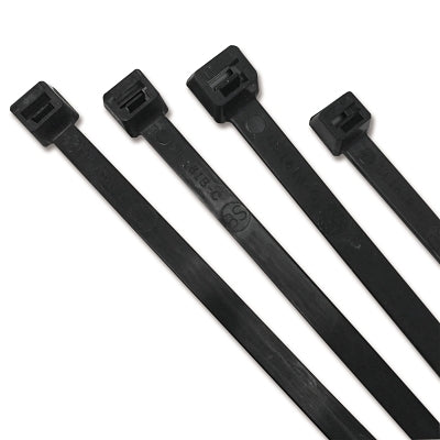 UV Stabilized Cable Tie, 120 lb Tensile Strength, 9 in L, Black, 100 EA/BG