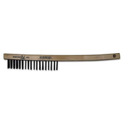 Hand Scratch Brush, 13 in, 4 X 18 Rows, Carbon Steel Bristles, Curved Wood Handle