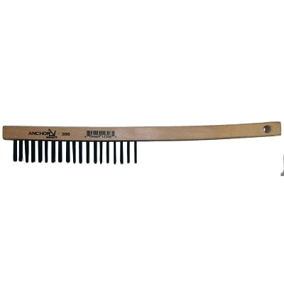Hand Scratch Brush, 3 X 19 Rows, Carbon Steel Bristles, Curved Wood Handle