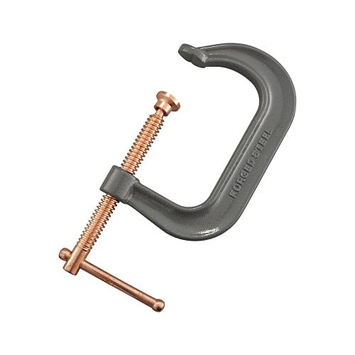 ANCHOR BRAND Drop Forged C-Clamp, gray steel body with copper-tone spindle and swivel pad, c-clamp