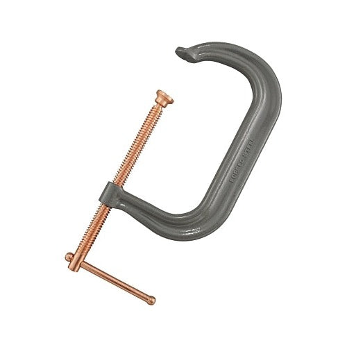 ANCHOR BRAND drop forged C-clamp with sliding pin handle, 6 in throat depth, 10 in length, copper-tone spindle, C-clamp