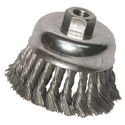 Knot Wire Cup Brush, 6 in Dia, 5/8-11 Arbor, .014 in Carbon Steel