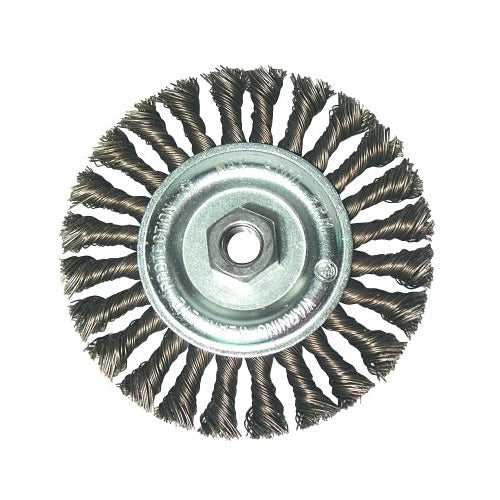 ANCHOR BRAND standard twist knot wheel brush, 6 in diameter, 1/2 in face, stainless steel wire, wheel brush