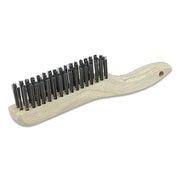 Hand Scratch Brush,10 in L, 4 x 16 Rows, Steel Bristles, Shoe Handle