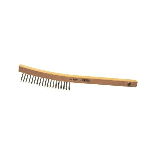 ANCHOR BRAND Hand Scratch Brush 3 x 19 rows stainless steel wire, curved wood handle, scratch brush