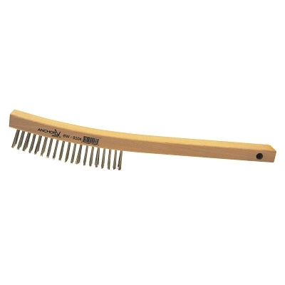 Hand Scratch Brush, 6 in, 4 x 18 Rows, Stainless Steel Bristles, Curved Handle