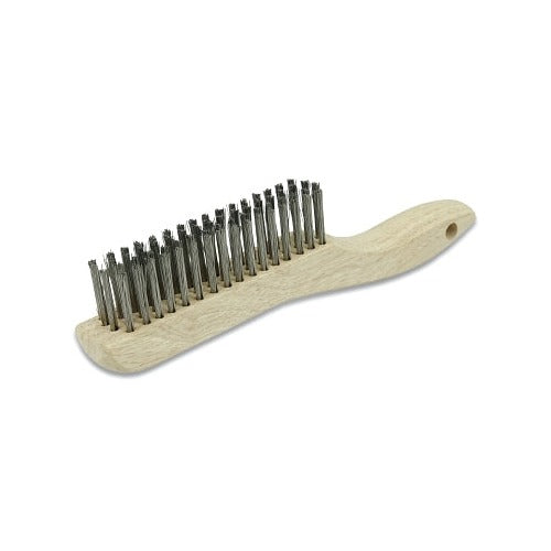 ANCHOR BRAND Hand Scratch Brush 4 x 16 rows 0.012 in stainless steel fill, wood shoe handle, scratch brush
