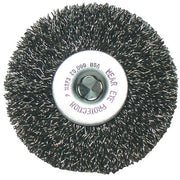 Crimped Wheel Brush, 3 in dia x 1/4 in Stem x 0.0118 in, Carbon Steel Wire, Medium, Pop