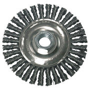 Stringer Bead Wheel Brush, 4 in D x 4 in W, 0.02 Carbon Steel Wire, Clamshell Pk