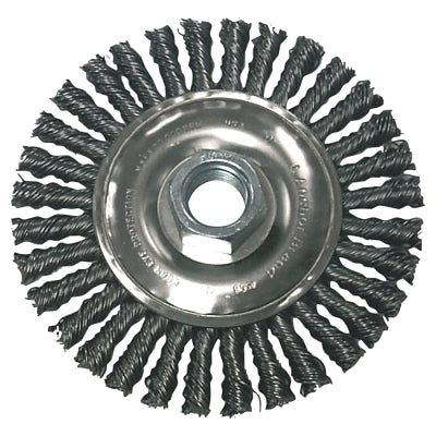 Stringer Bead Wheel Brush, 4 in D x 4 in W, 0.02 Carbon Steel Wire, Clamshell Pk
