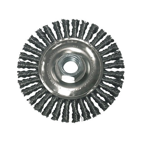 ANCHOR BRAND stringer bead wheel brush, 4 in diameter x 4 in width, 0.02 in carbon steel wire, wheel brush
