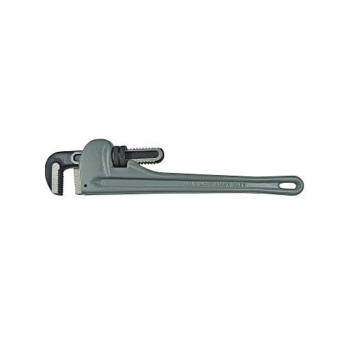 ANCHOR BRAND aluminum pipe wrench, 18 in, 15 degree head angle, drop forged steel jaw, gray pipe wrench