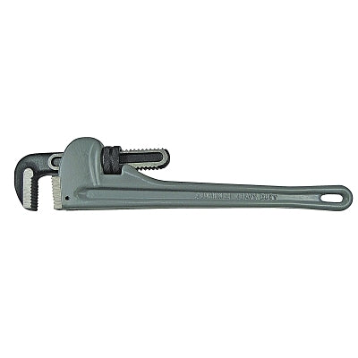 Aluminum Pipe Wrench, 15° Head Angle, Drop Forged Steel Jaw, 18 in