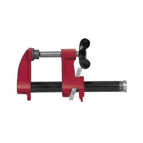 ANCHOR BRAND clamp fixture, wing-nut, 2-1/2 in throat depth, 2-1/2 in jaw width, red pipe clamp