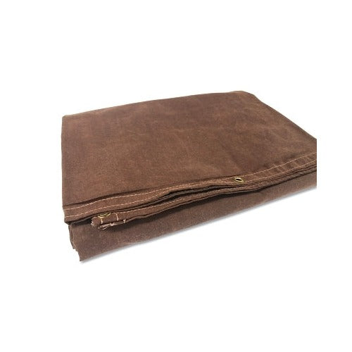 ANCHOR BRAND Protective Tarp 10 ft x 12 ft folded brown canvas with brass grommet, mildew and water resistant tarp