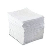 ANCHOR BRAND Oil-Only Sorbent Pad heavy-weight stack, 15 in x 17 in white perforated pads, absorbs 20.5 gal, sorbent pad