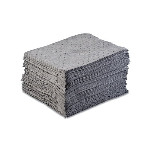 ANCHOR BRAND Universal Sorbent Pad heavy-weight stack, 15 in x 17 in gray perforated pads, absorbs 20.5 gal, sorbent pad