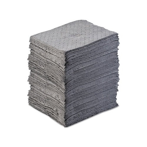 ANCHOR BRAND Universal Sorbent Pad light-weight stack, 15 in x 17 in gray perforated pads, absorbs 34 gal, sorbent pad