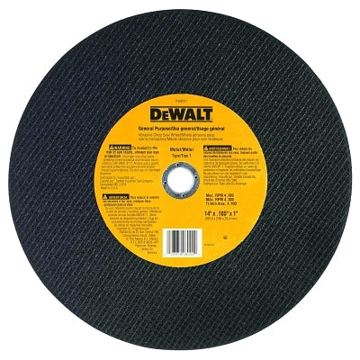 Type 1 - Cutting Wheel, 14 in, 1 in Arbor, A24R, 4,400 RPM, General Purpose