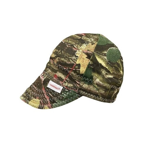 Comeaux Caps Series 2000 reversible cap size 7-5/8 camouflage print zig-zag stitching bill cap reversible welder cap