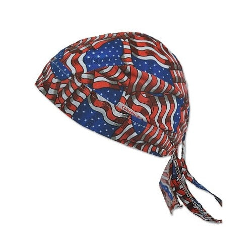 Comeaux Caps Style 7000 welder doo rag one size stars and stripes American flag print cotton tie-back welder cap
