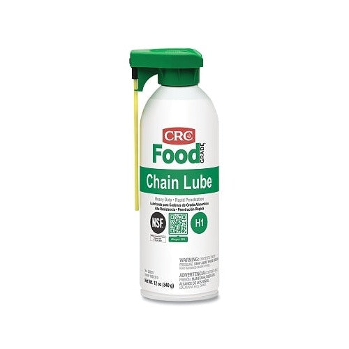 CRC Food Grade Chain Lube 16 oz aerosol can NSF H1 certified green cap white can food grade chain lubricant