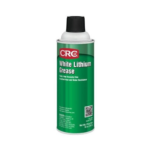 CRC white lithium grease 16 oz aerosol can, green label high-viscosity heat and water resistant film, lubricant spray