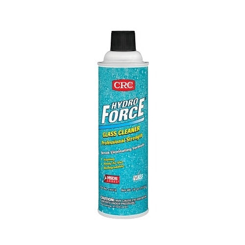 CRC HydroForce glass cleaner 18 oz aerosol teal label professional strength streak-eliminating foaming glass cleaner