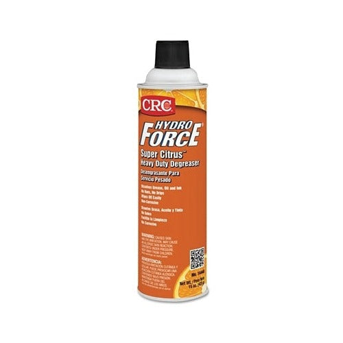 CRC Hydro Force Super Citrus heavy duty degreaser 16 oz aerosol can orange label non-corrosive heavy duty degreaser