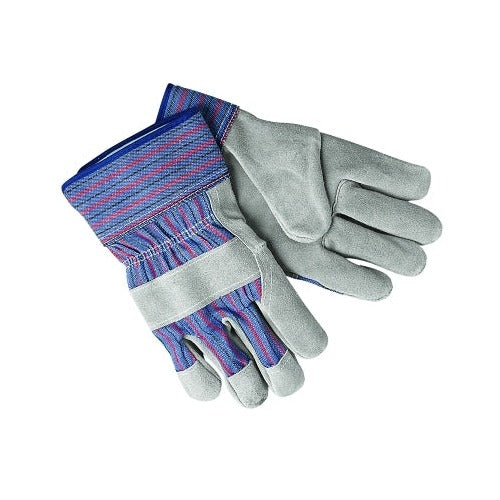 MCR Safety 1311 Select shoulder split cowhide gloves large gray leather palm striped canvas back work gloves
