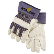 Mustang Leather Palm Gloves, Fleece Lining, Grain Cowhide, X-Large, Blue/Cream