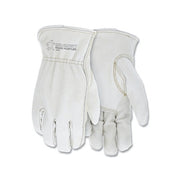 MCR Safety Road Hustler 3200 cowhide grain leather driver gloves, natural white, unlined palm and back pair