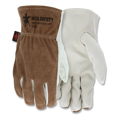 Cowhide Palm/Split Leather Back Drivers Gloves, 3204, Large, Select  Cow Grain Palm, Beige/Brown