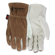 Cowhide Palm/Split Leather Back Drivers Gloves, 3204, X-Large, Select  Cow Grain Palm, Beige/Brown