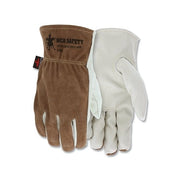 MCR Safety 3205L cowhide palm split leather back driver gloves large tan grain palm brown split back driver gloves